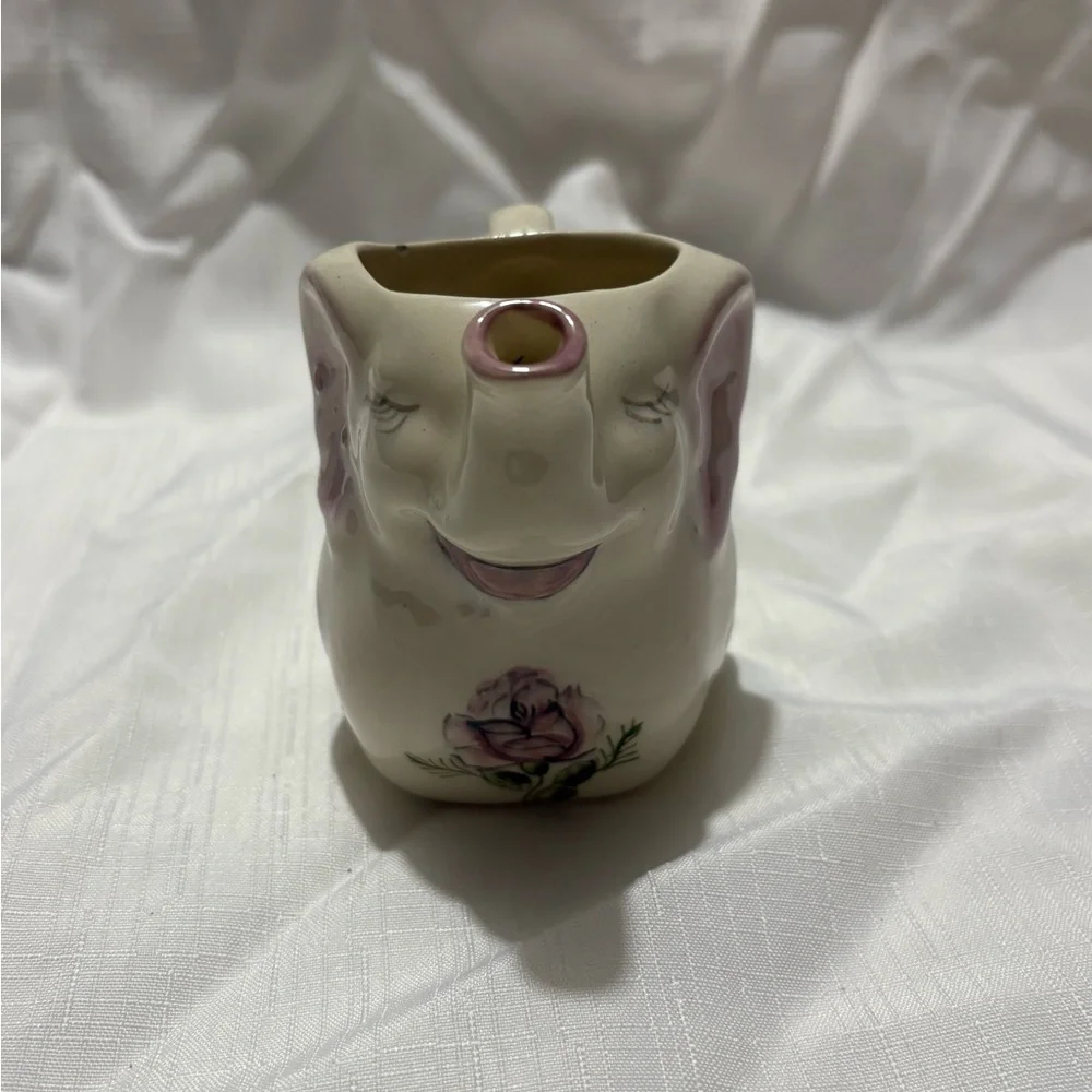 Vintage Floral Elephant Ceramic Pitcher - Picture 2 of 9
